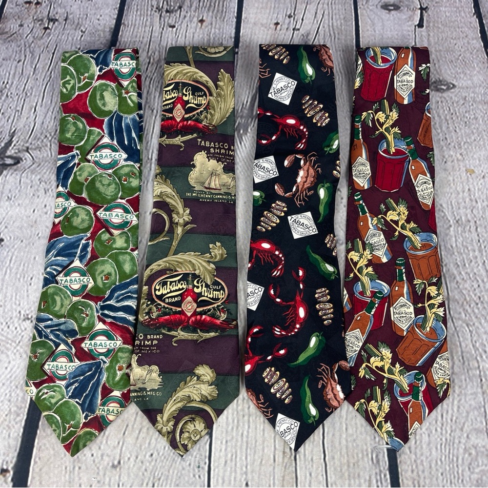 TABASCO Brand‎ Neck Ties Lot Of 4 Mens 100% Silk Made In USA